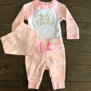 3pc Cat & Jack Baby Girl 0-3m outfit